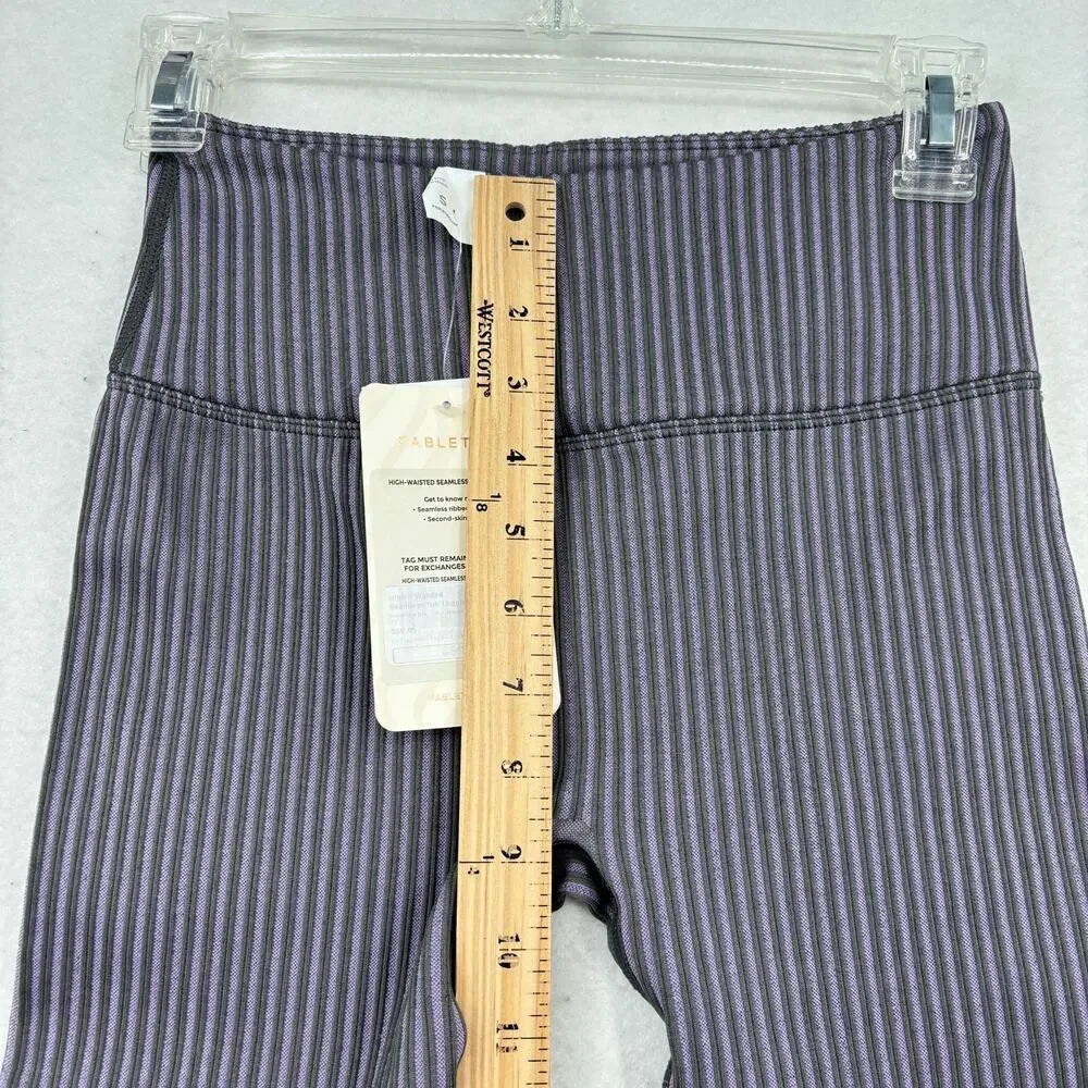 Fabletics Leggings Size S High Waist Ankle Seamless Ribbed Purple‎ Gray